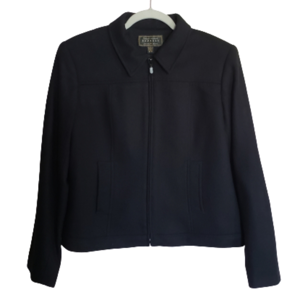 Express Black Wool Zip Front Jacket Size 9/10